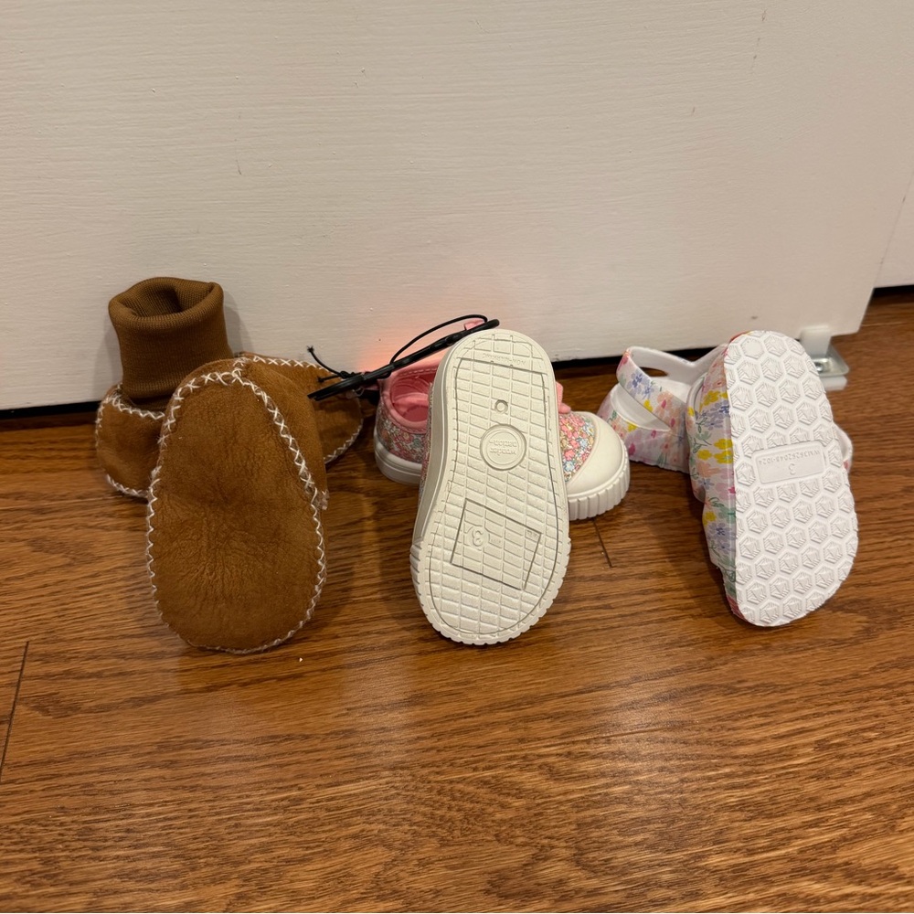 Brown Booties, Pink Sneakers, and White Sandals Set - Picture 3 of 3